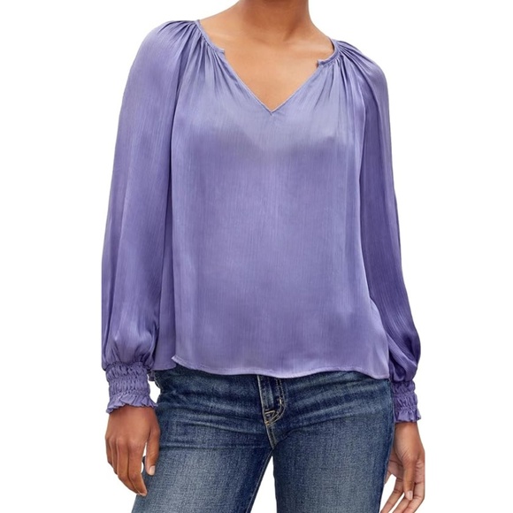 NWT Velvet by Graham & Spencer Helen Crinkle Purple Lilac Blouse Multiple Sizes - Picture 3 of 5